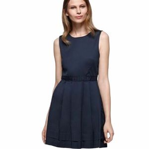 Theory Navy Blue Calyxa Sleeveless Poplin Dress